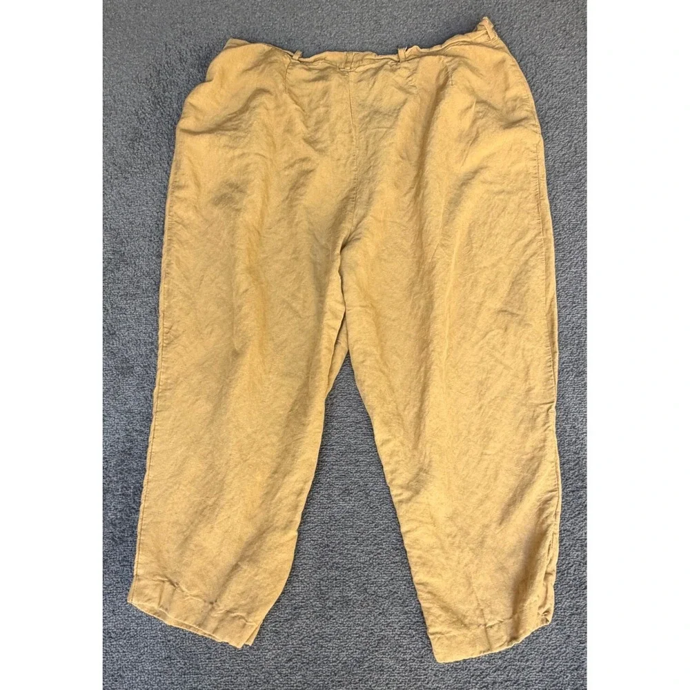 Lane Bryant Designs & Co Mustard Yellow Linen‎ Blend Tapered Pants Plus Size 24
